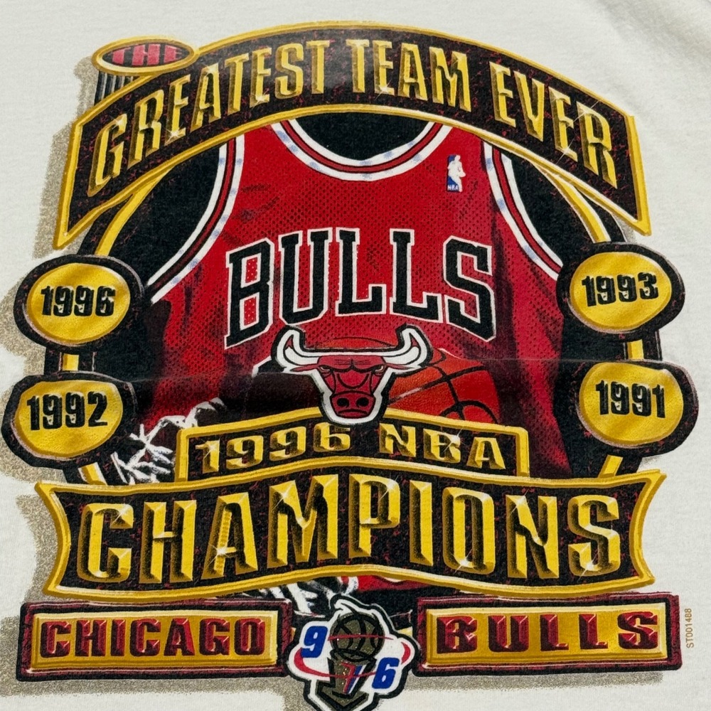 Vintage 90s Starter Chicago Bulls NBA Champions T-Shirt Mens XL Single Stitch - Picture 5 of 6
